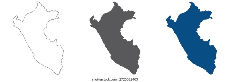 Peru Karte einfarbig gesetzt. Karte von Peru in leerem Set.