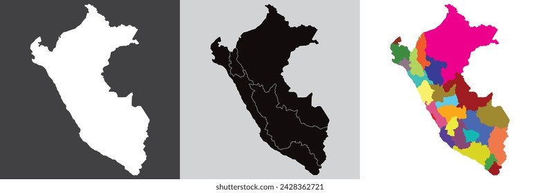 Peru map. Map of Peru in set