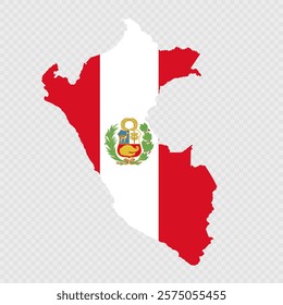 Peru map silhouette with flag.