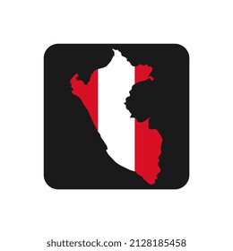 Peru map silhouette with flag on black background