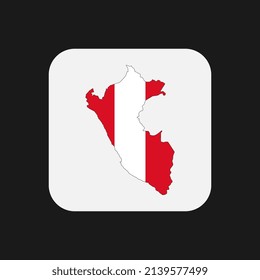 Peru map silhouette with flag on white background