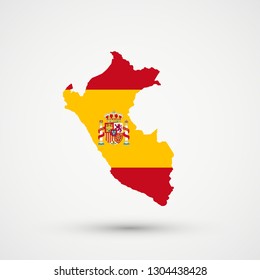 Peru map in Spain flag colors, editable vector.