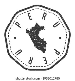 Peru Map Stamp Retro Postmark. Silhouette Postkarte. Siegel mit runden Vektorgrafiken. Badge Vintage Postage Design.