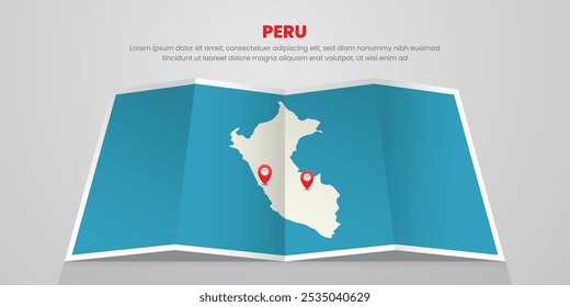 peru map travel with pin tag location design Illustration