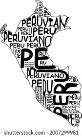 Peru map typographic map Peru south america latin america