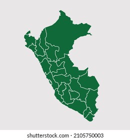 Peru-Karte Vektor, Abstraktes Design, Vektorgrafik Eps10. Grüne Farbpalette. Hoch detailliert auf weißem Hintergrund.