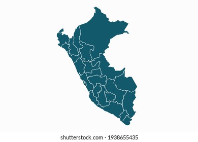 Peru map vector. blue color on white background.