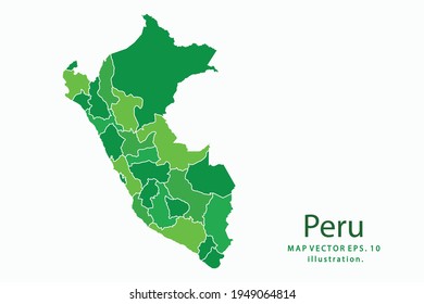 Peru map. Vector eps10. green color. on white backgrounds.