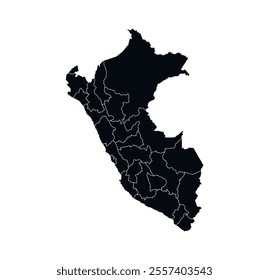Peru Map vector icon. Map of Peru Black Silhouette.
