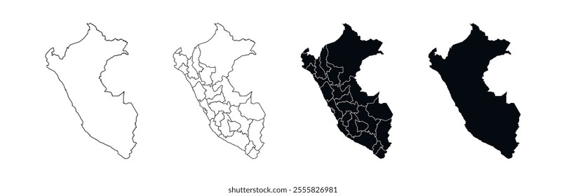 Peru Map vector icon. Map of Peru various styles.