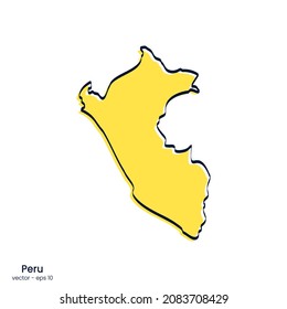 Peru map vector illustration template design. Outline style.