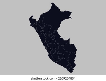 Peru map vector, Isolated on gray background