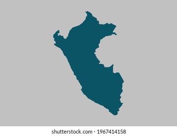 Peru map vector,Not isolated ocean blue color on gray background