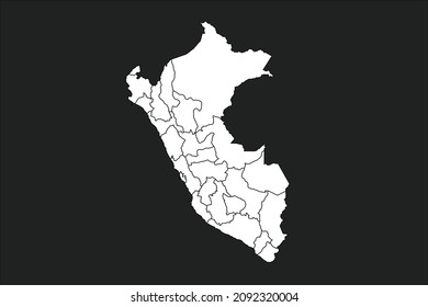 Peru map White Color on black Background