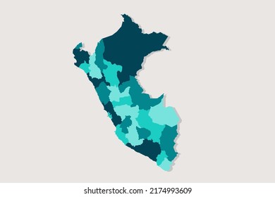 Peru Map - World Map International vector template with High detailed including blue and green outline color isolated on white background - Vector illustration eps 10