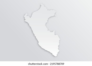 Mapa del Perú - Mapa mundial Planilla vectorial internacional con 3D, estilo de papel con sombra y color blanco sobre fondo gris para diseño, educación, infografía - Ilustración vectorial eps 10