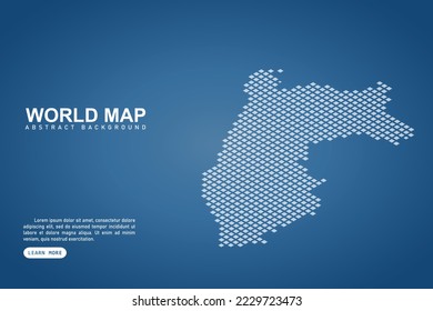 Peru Map - Weltkarte Internationale Vektorvorlage mit isometrischen oberen und weißen Pixel, Gitter, Grunge, Halftone-Stil einzeln auf blauem Hintergrund für Design, Web - Vektorgrafik eps10