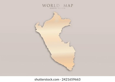 Peru Map - World map International vector template with 3D, gold luxury design including shadow on bright background for design, education, website, infographic - Vector illustration eps 10