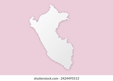 Peru Map - World map International vector template with paper cut style including shadow and white color on pink background for design, education, website - Vector illustration eps 10