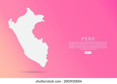 Peru Map - World map vector template with 3d white color on Pink gradient background for infographic - Vector illustration eps 10