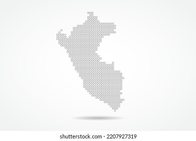 Peru Map - World map vector template with square pixel thin black and outline sketch style isolated on white background for education, infographic, design - Vector illustration eps 10