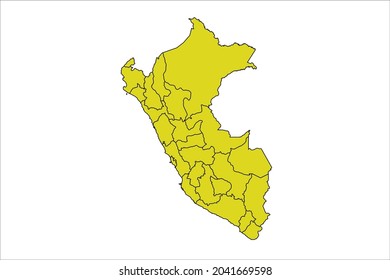 Peru map yellow Color on White Background