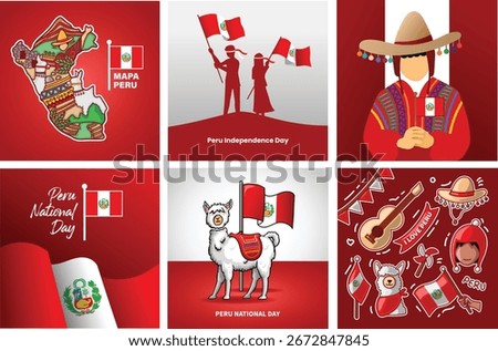 Peru Modern Vector Illustration Collection Set With 6 Unique Design