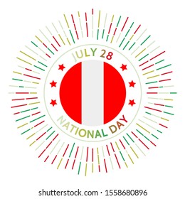 Peru national day badge. Independence from Spain in 1821. Celebrated on July 28.