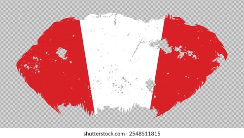 Peru national flag with distressed stroke brush effect on isolated background