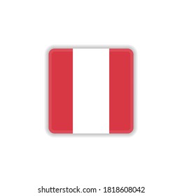 Peru national flag flat icon, vector sign, official flag of Peru colorful pictogram isolated on white. Symbol, logo illustration. Flat style design
