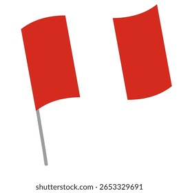 Peru national flag flutters with flagpole