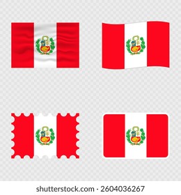 Peru national flag in four different styles.