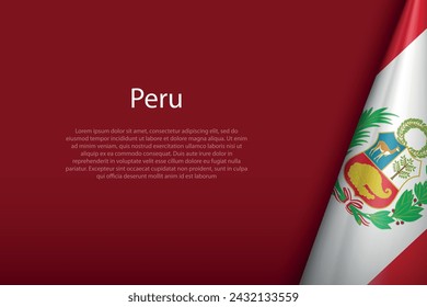 Peru Nationalflagge isoliert auf dunklem Hintergrund mit Copyspace