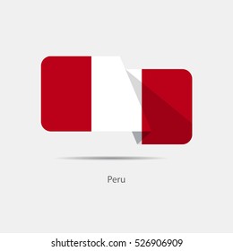 Peru national flag on a white background with shadow. vector illustration