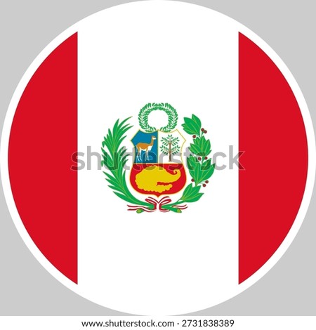 Peru National Flag Vector Illustration in Circle Shape, High Quality Design