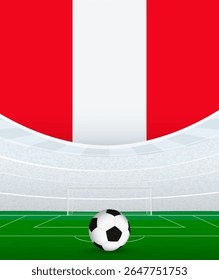 Peru National Football Theme, Stadium and Soccer Ball. Soccer Match Concept in Peru. Ideal for use in sports event promotions, football themed designs, and tournament advertisements.