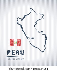 Peru national vector drawing map on white background