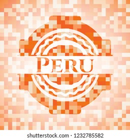 Peru orange mosaic emblem