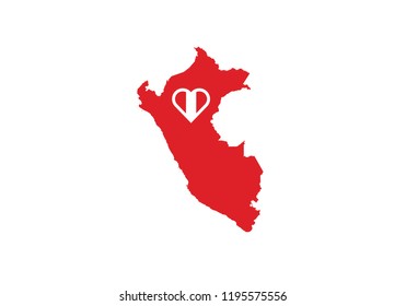 Peru outline map country shape national borders heart state symbol love
