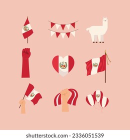 peru pack national day with the pink background