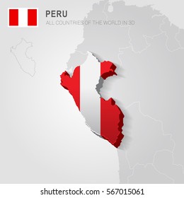 Perú pintado con una bandera dibujada en un mapa gris.