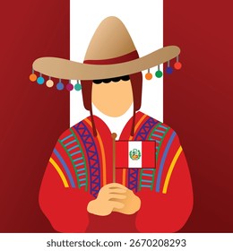 Peru People Flat Vector Illustration Simple and Modern Design For National Day of Peru