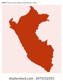 Peru plain country map. High Details. Solid style. Shape of Peru. Vector illustration.