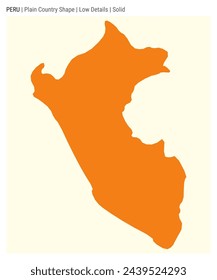 Peru plain country map. Low Details. Solid style. Shape of Peru. Vector illustration.