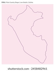 Peru plain country map. Low Details. Outline style. Shape of Peru. Vector illustration.