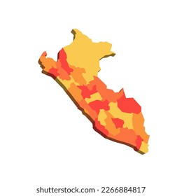 Peru political map of administrative divisions - departments. Map with labels.