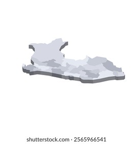 Peru political map of administrative divisions - departments. 3D isometric blank vector map in shades of grey.