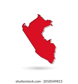 Mapa rojo de Perú sobre fondo blanco