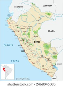 Peru Straße und Nationalpark Karte