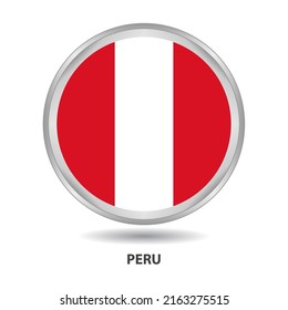 Peru round flag design is used as badge, button, icon, wall painting